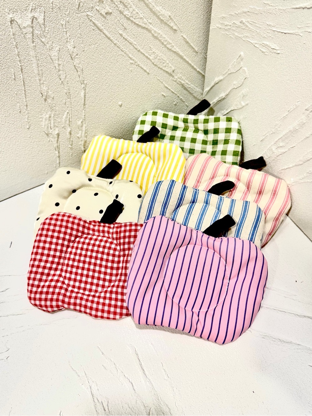 Set of 7 whimsy apple cloth coasters